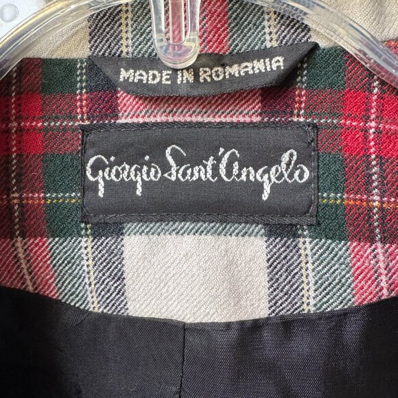 VTG Giorgio Sant Angelo 100% Wool Single Button Red Plaid Blazer in Women's 12 - Picture 3 of 9